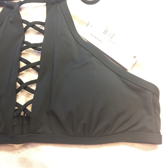 A.N.A. Black bikini top high-neck criss-cross 6 - Picture 2 of 6
